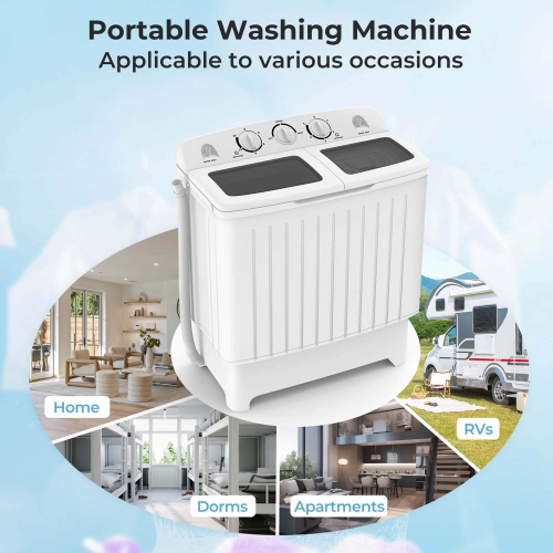 Costway Portable Washing Machine Twin Tub Compact Laundry Washer with 20 lbs Capacity