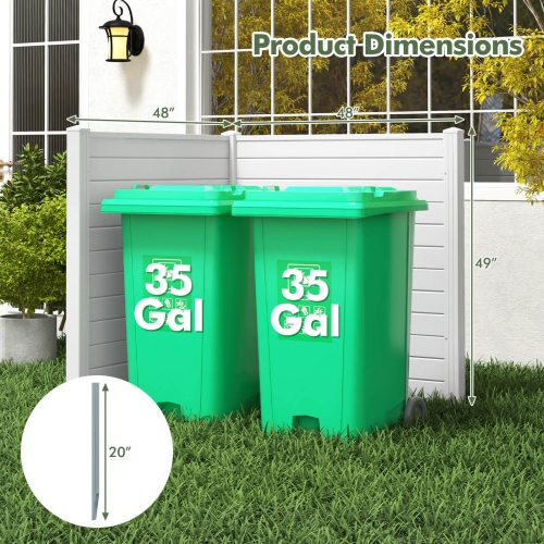 Costway Outdoor 48"L x 48"H PVC Privacy Fence Panels with Metal Ground Stakes