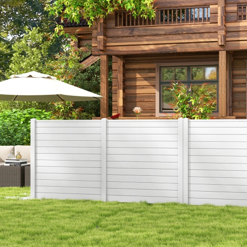 Costway Outdoor 48"L x 48"H PVC Privacy Fence Panels with Metal Ground Stakes