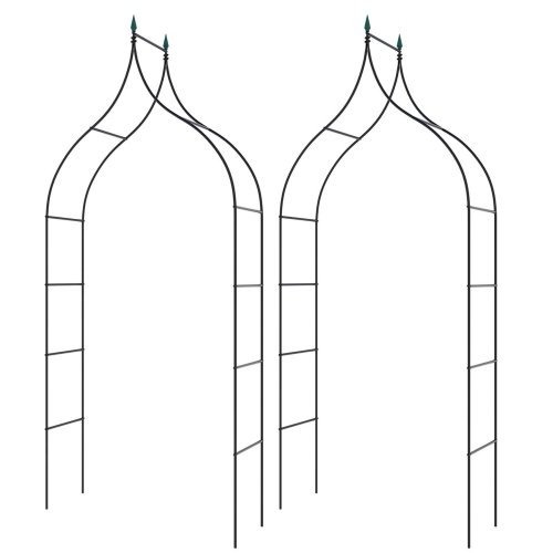 Image 1 of 9.. Costway 2 PCS Garden Arbor with Multiple Side Crossbars Powder-coated Metal Tubes