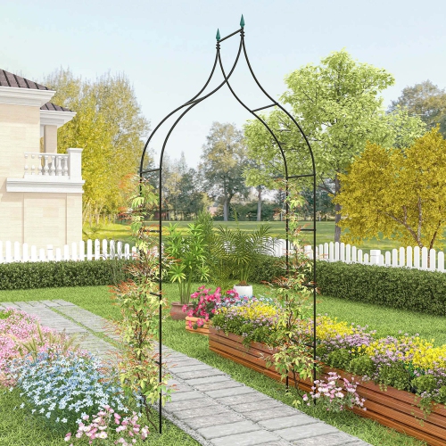 Image 1 of 10.. Costway 1 PCS Garden Arbor with Multiple Side Crossbars Powder-coated Metal Tubes