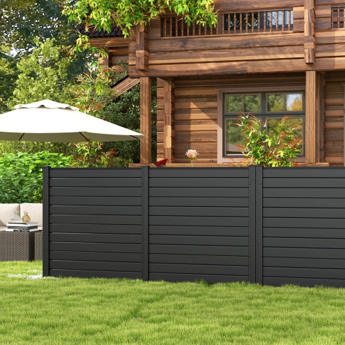 Costway Outdoor 48"L x 48"H PVC Privacy Fence Panels with Metal Ground Stakes