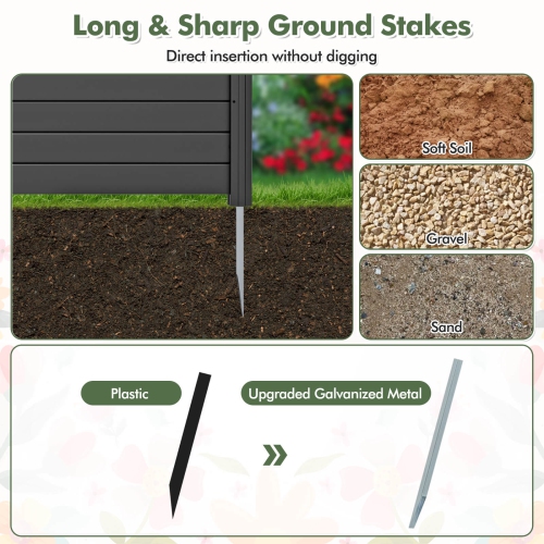 Costway Outdoor 48"L x 48"H PVC Privacy Fence Panels with Metal Ground Stakes