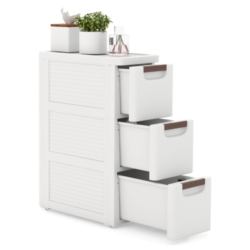 Armoire de rangement étroite à 3 tiroirs sur roulettes avec poignées de tirage de Costway 1 PCS