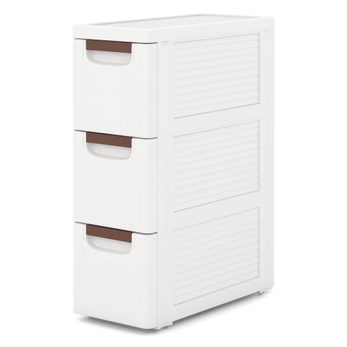 Armoire de rangement étroite à 3 tiroirs sur roulettes avec poignées de tirage de Costway 1 PCS