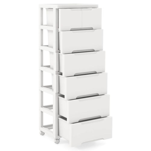 Chariot de rangement roulant en plastique à 7 tiroirs avec armoire universelle à 4 roulettes de Costway 1 PCS