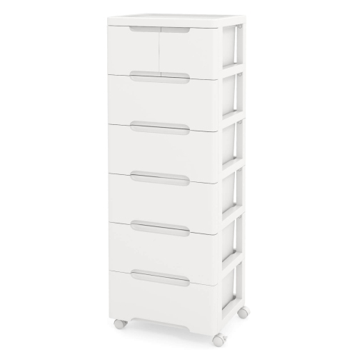 Costway 1 PCS 7-Drawer Plastic Rolling Storage Cart with 4 Universal Wheels Dresser Cabinet