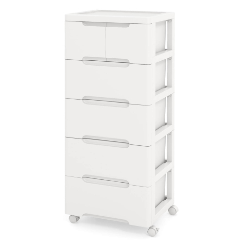 Costway 1 PCS 6-Drawer Plastic Rolling Storage Cart with 4 Universal Wheels Dresser Cabinet