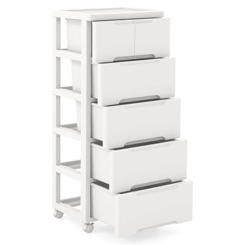 Costway 1 PCS 6-Drawer Plastic Rolling Storage Cart with 4 Universal Wheels Dresser Cabinet