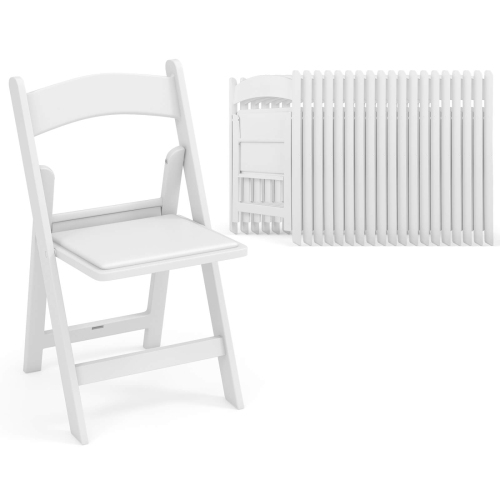 COSTWAY  20 Pack Resin Folding Chairs With Padded Seat All-Weather Resin Frame Patio