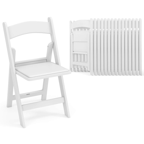 COSTWAY  16 Pack Resin Folding Chairs With Padded Seat All-Weather Resin Frame Patio