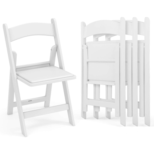 COSTWAY  4 Pack Resin Folding Chairs With Padded Seat All-Weather Resin Frame Patio