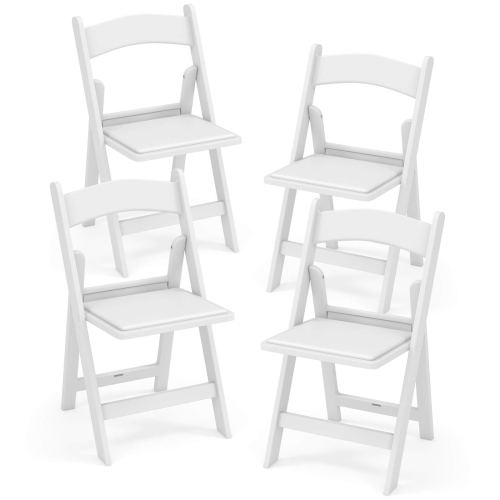 Costway 4 Pack Resin Folding Chairs with Padded Seat All-Weather Resin Frame Patio