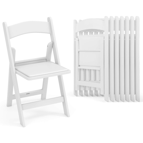 COSTWAY  8 Pack Resin Folding Chairs With Padded Seat All-Weather Resin Frame Patio