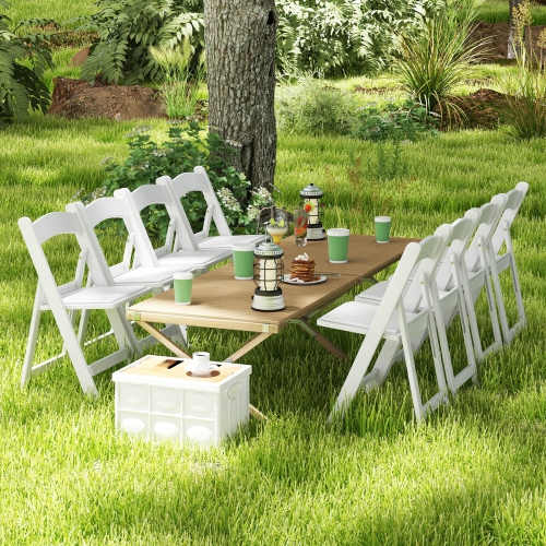 Costway 8 Pack Resin Folding Chairs with Padded Seat All-Weather Resin Frame Patio
