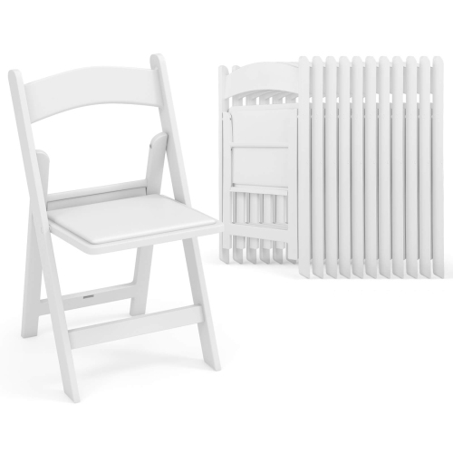 COSTWAY  12 Pack Resin Folding Chairs With Padded Seat All-Weather Resin Frame Patio