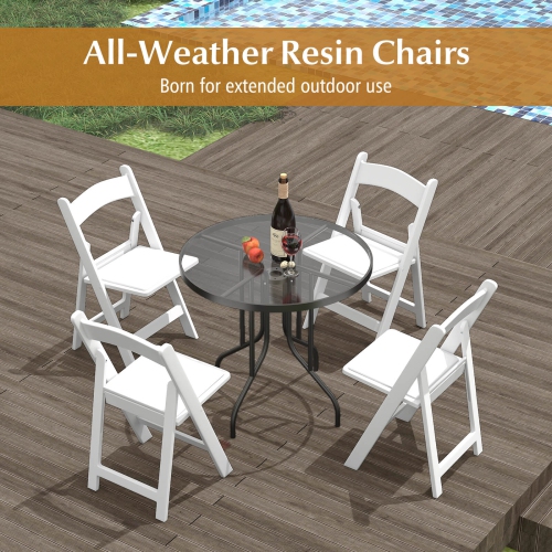 Costway 12 Pack Resin Folding Chairs with Padded Seat All-Weather Resin Frame Patio