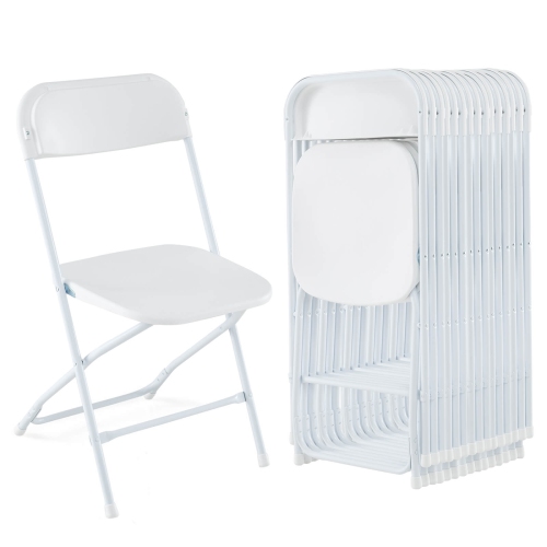 COSTWAY  16 Pack Metal Folding Chairs With Plastic Seat & Back Heavy-Duty Metal Frame