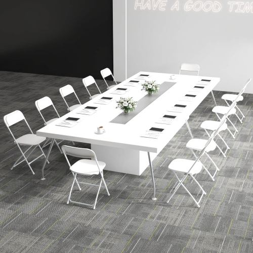 Costway 16 Pack Metal Folding Chairs with Plastic Seat & Back Heavy-Duty Metal Frame