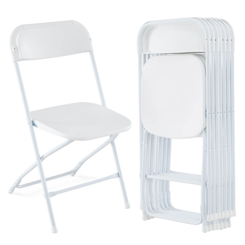 Image 1 of 9.. Costway 8 Pack Metal Folding Chairs with Plastic Seat & Back Heavy-Duty Metal Frame