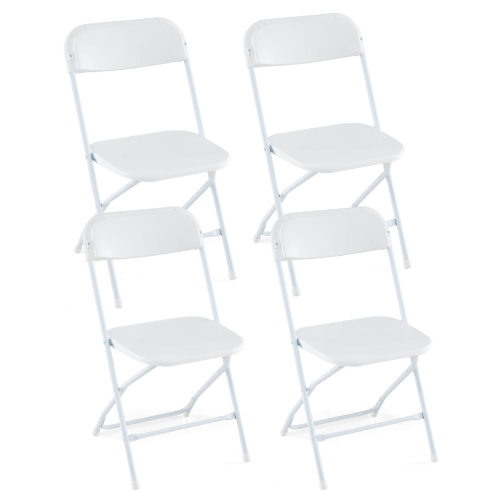 COSTWAY  4 Pack Metal Folding Chairs With Plastic Seat & Back Heavy-Duty Metal Frame