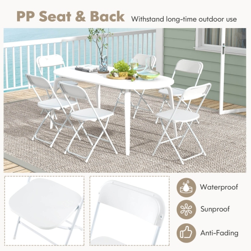 Costway 12 Pack Metal Folding Chairs with Plastic Seat & Back Heavy-Duty Metal Frame