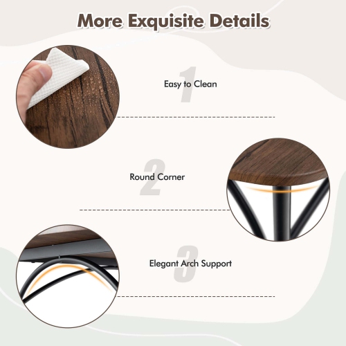 Costway 3 PCS 48" Dining Table Set for 4Rectangular Table & 2 Benches with Metal Frame