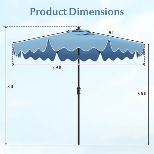 Costway 9 FT Patio Umbrella 2-Tier Market Table Umbrella with Sun-Protective Canopy