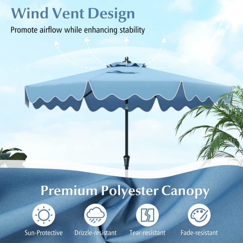 Costway 9 FT Patio Umbrella 2-Tier Market Table Umbrella with Sun-Protective Canopy