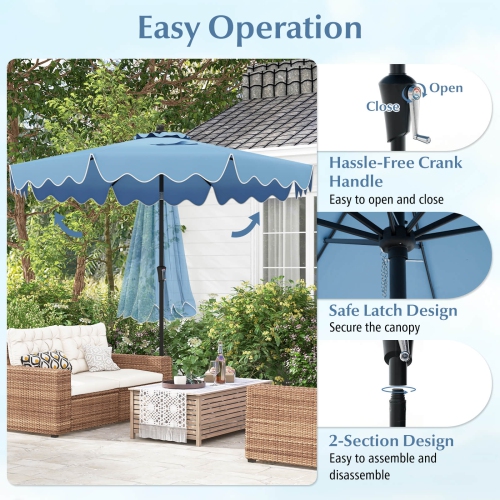Costway 9 FT Patio Umbrella 2-Tier Market Table Umbrella with Sun-Protective Canopy