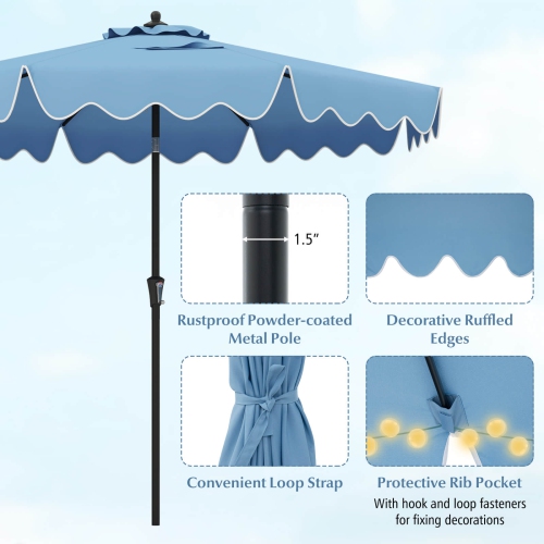 Costway 9 FT Patio Umbrella 2-Tier Market Table Umbrella with Sun-Protective Canopy