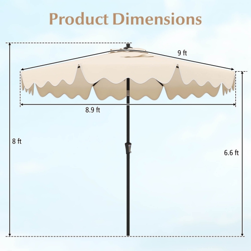 Costway 9 FT Patio Umbrella 2-Tier Market Table Umbrella with Sun-Protective Canopy