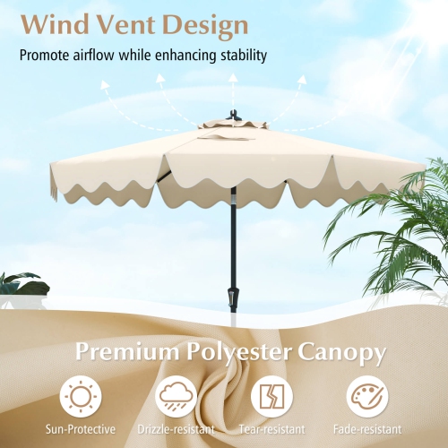 Costway 9 FT Patio Umbrella 2-Tier Market Table Umbrella with Sun-Protective Canopy