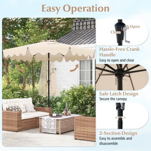 Costway 9 FT Patio Umbrella 2-Tier Market Table Umbrella with Sun-Protective Canopy