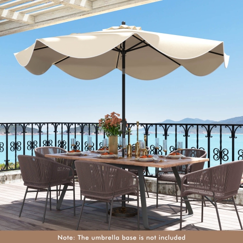 Costway 9 FT Patio Umbrella 2-Tier Market Table Umbrella with Crank Handle & 8 Ribs