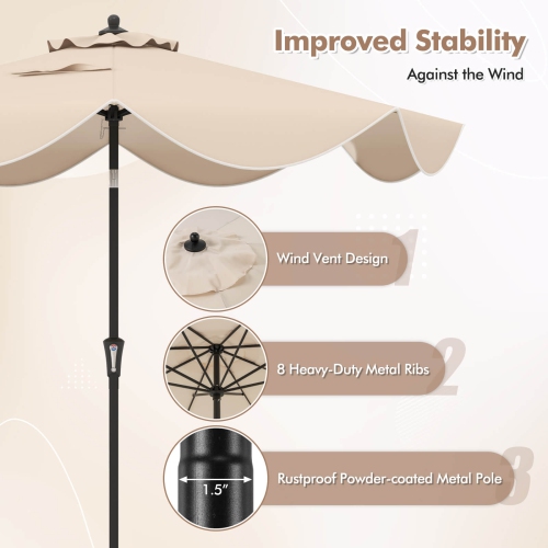 Costway 9 FT Patio Umbrella 2-Tier Market Table Umbrella with Crank Handle & 8 Ribs