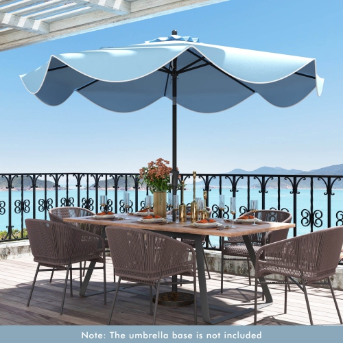 Costway 9 FT Patio Umbrella 2-Tier Market Table Umbrella with Crank Handle & 8 Ribs