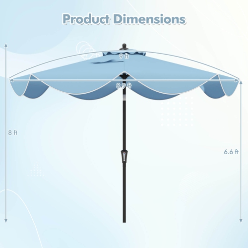 Costway 9 FT Patio Umbrella 2-Tier Market Table Umbrella with Crank Handle & 8 Ribs