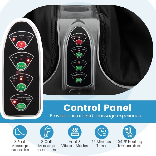 Appareil de massage pour les pieds et les mollets de Costway avec vibrations thermiques pétrissage profond massage shiatsu des pieds - Gris