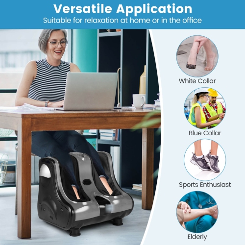 Appareil de massage pour les pieds et les mollets de Costway avec vibrations thermiques pétrissage profond massage shiatsu des pieds - Gris