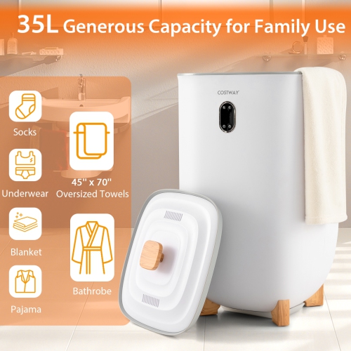 Cosytway 35L Large Towel Warmer Bucket Home Towel Warmer for Wet Tower White