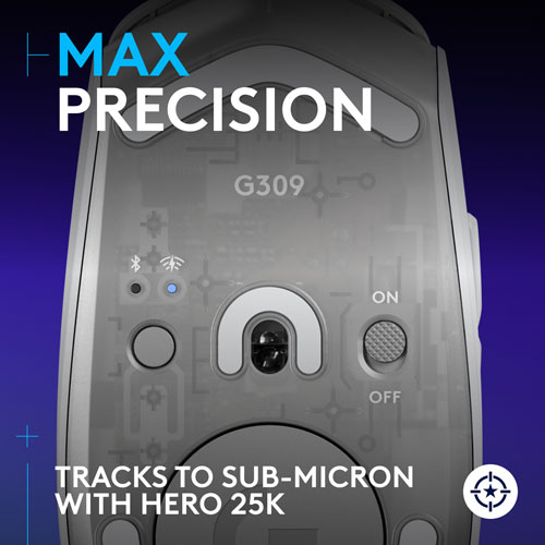 Logitech G309 LIGHTSPEED 25600 DPI Wireless Optical Gaming Mouse - White