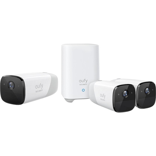 Open Box - eufy eufyCam 2 Wireless Security System with 3 1080P Cameras and HomeBase 2 - White