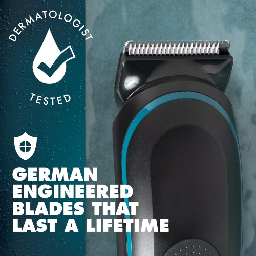 Gillette Intimate Men's Pubic Trimmer, 100% Waterproof for Wet & Dry Use with German-engineered Lifetime Sharp Blades, 100-minute Runtime from a