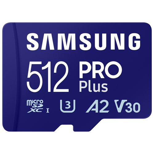 Image 1 de 2.. Carte mémoire microSDXC de 180MB Mo/s PRO plus de Samsung remise à neuf avec adaptateur 512&nbsp;Go d'origine
