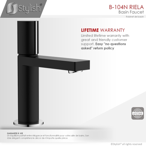 OPEN BOX A - Single Handle Modern Bathroom Faucet in Matte Black Finished B-104NC