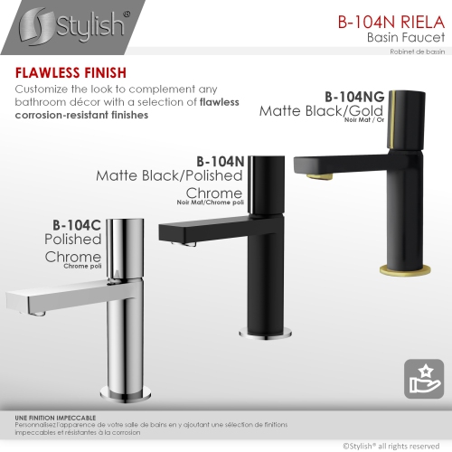 OPEN BOX A - Single Handle Modern Bathroom Faucet in Matte Black Finished B-104NC