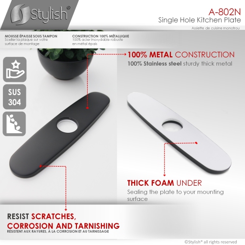 Stylish Single Handle Pull Down Kitchen Faucet with Water Tap and Faucet Plate in Matte Black K133NK142NA802N