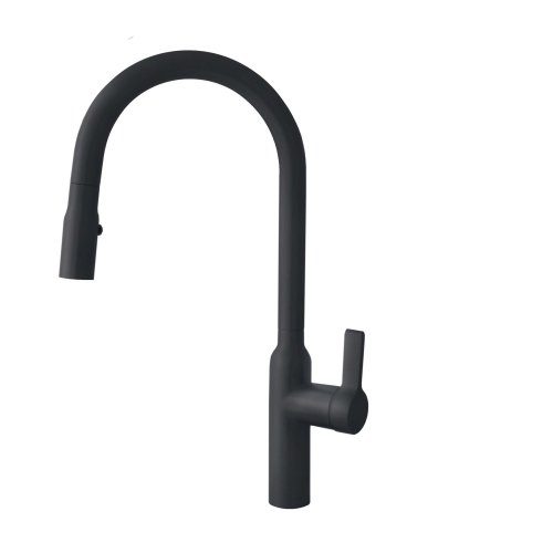 STYLISH  A - Kitchen Sink Stainless Steel Faucet Single Handle Pull Down Dual Mode In Matte Finish K-133N In Black