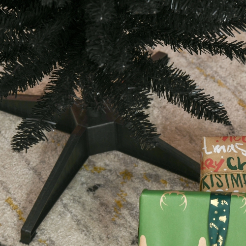 HOMCOM 5' Pencil Christmas Tree, Slim Artificial Xmas Tree with Realistic Branches, Sturdy Stand, Black